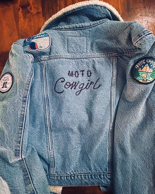 2 1/2" Moto Cowgirl Woven Iron On Patch