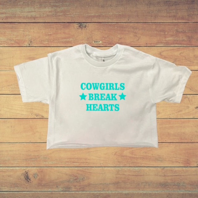 Cowgirls Break Hearts Crop Tee