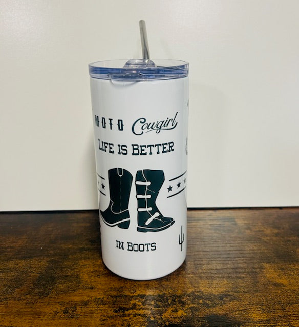 16oz Coffee Tumbler with Metal Straw
