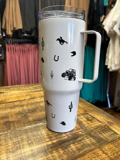 30oz Tumbler With Handle "LIFE IS BETTER IN BOOTS"