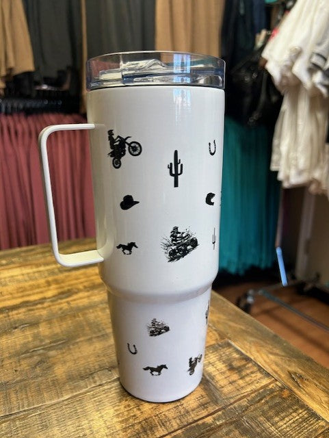 30oz Tumbler With Handle "LIFE IS BETTER IN BOOTS"