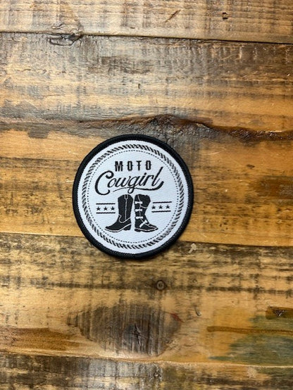 2 1/2" Moto Cowgirl Woven Sew On Patch